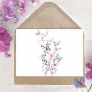 Karte | Aquarell | Schmetterling | Pastell | Blumen | Geburtstag | Hochzeitskarte | Grußkarte | Druck | Hochzeit