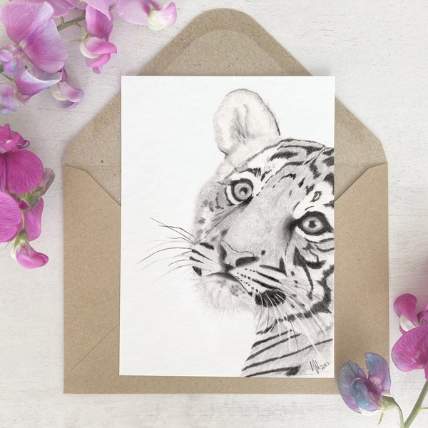 Karte | Tiger Zeichnung | Katze | Tierbaby | Raubkatze | Katze Katzenbaby | Grußkarte | Druck | Geschenk | Tigerbaby
