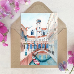 Karte | Aquarell | Venedig | Mittelmeer Côte d'Azur Riviera Urlaub Frankreich Italien | Grußkarte | Druck