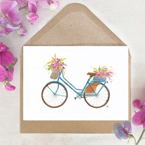 Karte | Aquarell | Watercolor | Fahrrad | Urlaub | Grußkarte | Druck | Hochzeit | Ferien Sommer | Rad | Geschenk