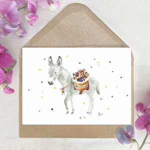 Karte | Weihnachten | Esel | Weihnachtsgeschenk Geschenke Merry Christmas | Pferd | Grußkarte | Postkarte | Aquarell