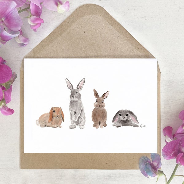 Karte | Aquarell | watercolor | Osterhase | Kaninchen | Grußkarte | Druck | Frühling | Hochzeit | Osterkarte | Geschenk