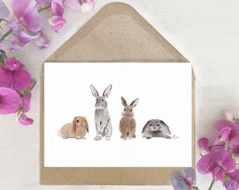 Karte | Aquarell | watercolor | Osterhase | Kaninchen | Grußkarte | Druck | Frühling | Hochzeit | Osterkarte | Geschenk