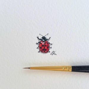 Mini Aquarell | Marienkäfer | Hummel Biene Insekt | Original klein winzig | handmade | Impressionistisch | Fliege  | Miniatur | Wanddeko