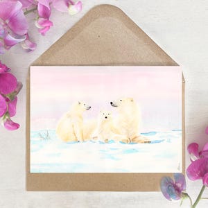 Karte | Aquarell | Eisbär | Winter süß Tierbaby | Grußkarte | Druck | Geschenkkarte | Weihnachten