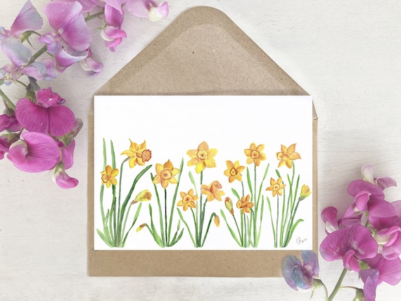 Karte | Aquarell | watercolor | Osterglocken | Narzisse | Grußkarte | Druck | Frühling | Geburtstag | Osterkarte | Geschenk