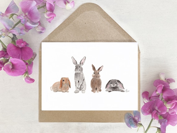 Karte | Aquarell | watercolor | Osterhase | Kaninchen | Grußkarte | Druck | Frühling | Hochzeit | Osterkarte | Geschenk