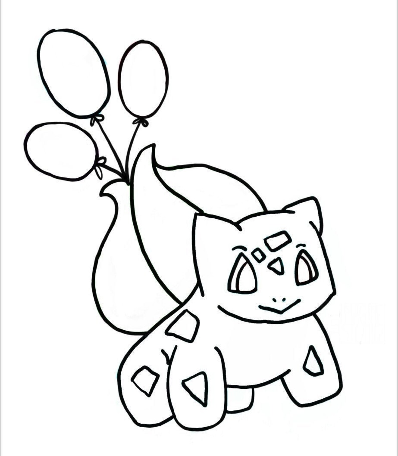 Bulbasaur Birthday Digital Printable Coloring Page | Etsy