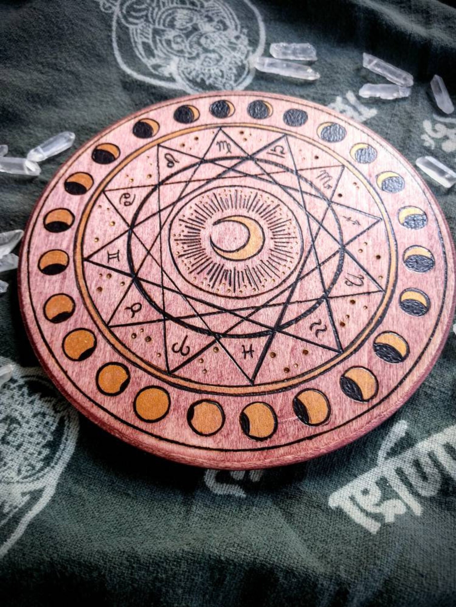 Moon Phase Zodiac Sign Board Moon Zodiac Astrology Crystal Etsy