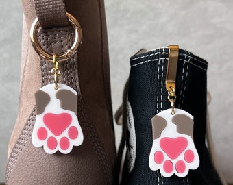 ONE Spotted Cat Paw Boot Charm Shoe Clip Accessory | Pull Loop, Shoe Charm, High Top Sneaker and Boot Clip, Acrylic Keychain (not a pair)