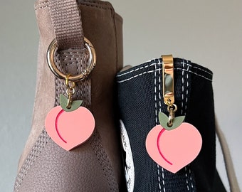 ONE Peach Fruit Boot Charm Shoe Clip Accessory | Pull Loop, Shoe Charm, High Top Sneaker and Boot Clip, Acrylic Shoe Keychain (not a pair)