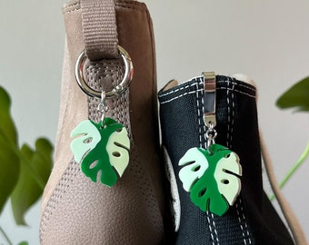 ONE Monstera Leaf Boot Charm Shoe Clip Accessory | Pull Loop, Shoe Charm, High Top Sneaker and Boot Clip, Acrylic Shoe Keychain (not a pair)