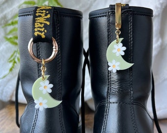 ONE Flower Moon Doc Martens Boot Charm Shoe Clip Accessory | Pull Loop, Shoe Charm, High Top Sneaker and  Boot Clip, Keychain (not a pair)