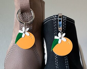 ONE Orange Blossom Boot Charm Shoe Clip Accessory | Pull Loop, Shoe Charm, High Top Sneaker and Boot Clip, Acrylic Keychain (not a pair)