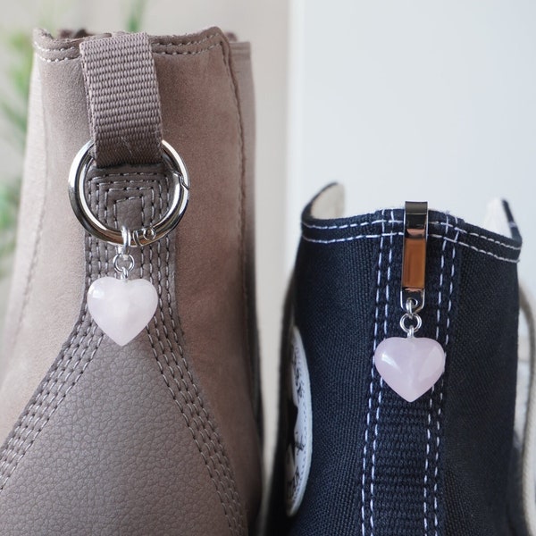 ONE Mini Rose Quartz Heart Boot Charm Shoe Clip Accessory | Pull Loop, Shoe Charm, High Top Sneaker and Boot Clip, Keychain (not a pair)