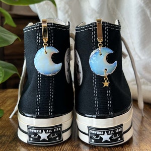 ONE Crescent Crystal Moon Shoe Clip, Shoe Charm, High Top Sneaker and Boot Clip, Crystal Keychain not a pair image 5