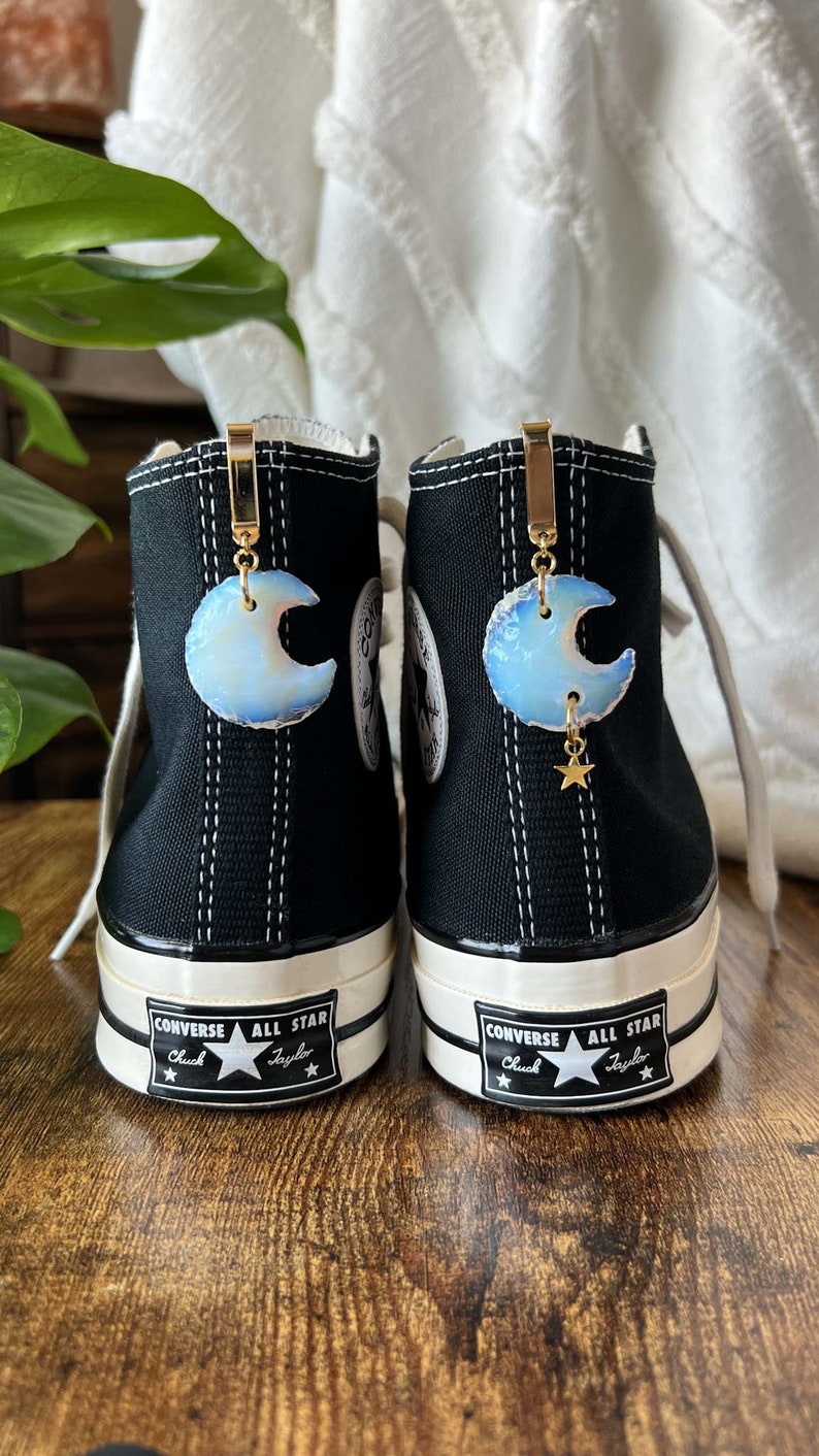 ONE Crescent Crystal Moon Shoe Clip, Shoe Charm, High Top Sneaker and Boot Clip, Crystal Keychain not a pair image 5