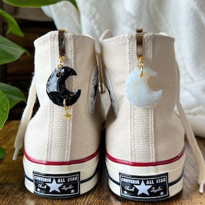 ONE Crescent Crystal Moon Shoe Clip, Shoe Charm, High Top Sneaker and Boot Clip, Crystal Keychain not a pair image 1