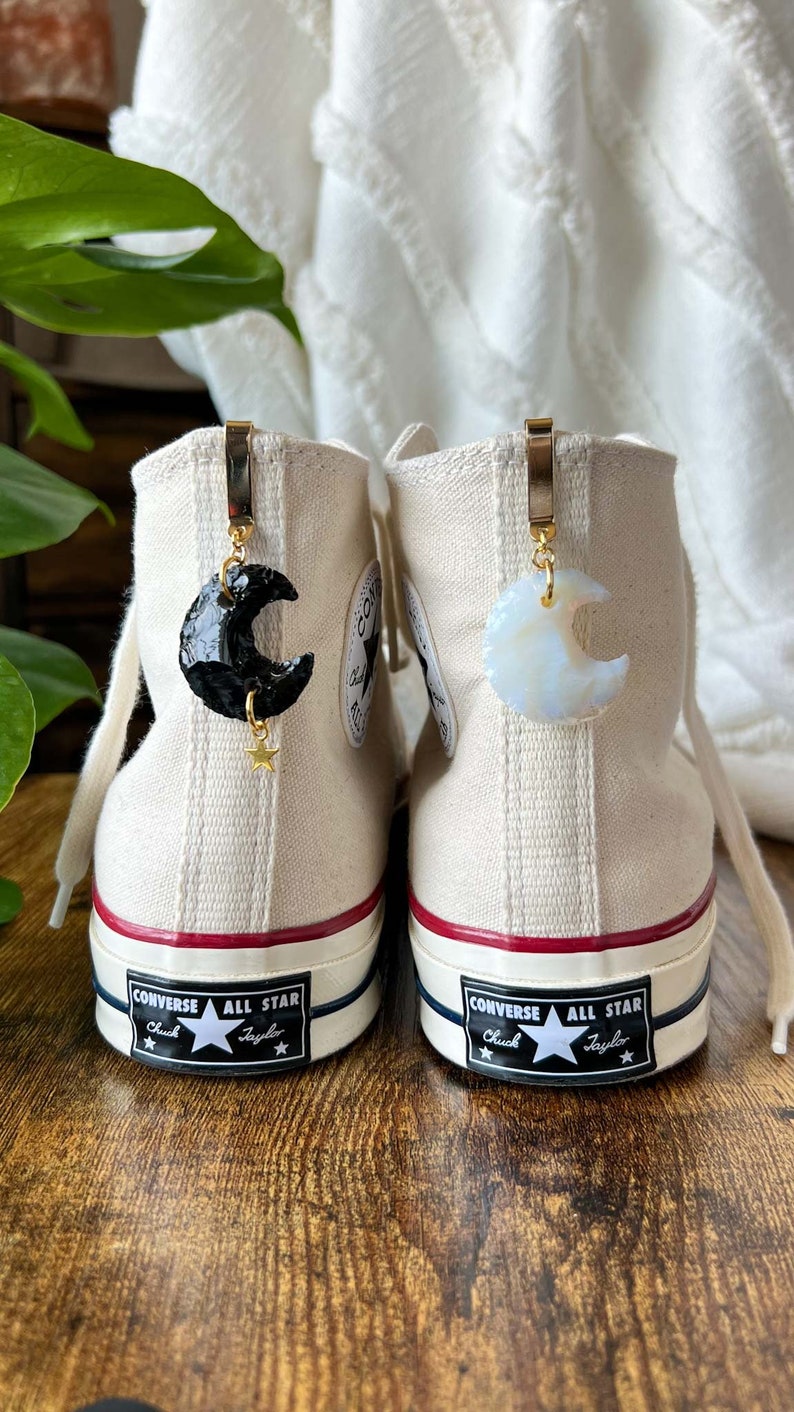 ONE Crescent Crystal Moon Shoe Clip, Shoe Charm, High Top Sneaker and Boot Clip, Crystal Keychain not a pair image 1