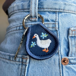 Goose with Flowers Accessory | Patch Keychain, Bag Decoration, Pull Tab Charm