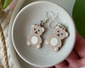 Teddy Bear Acrylic Earrings