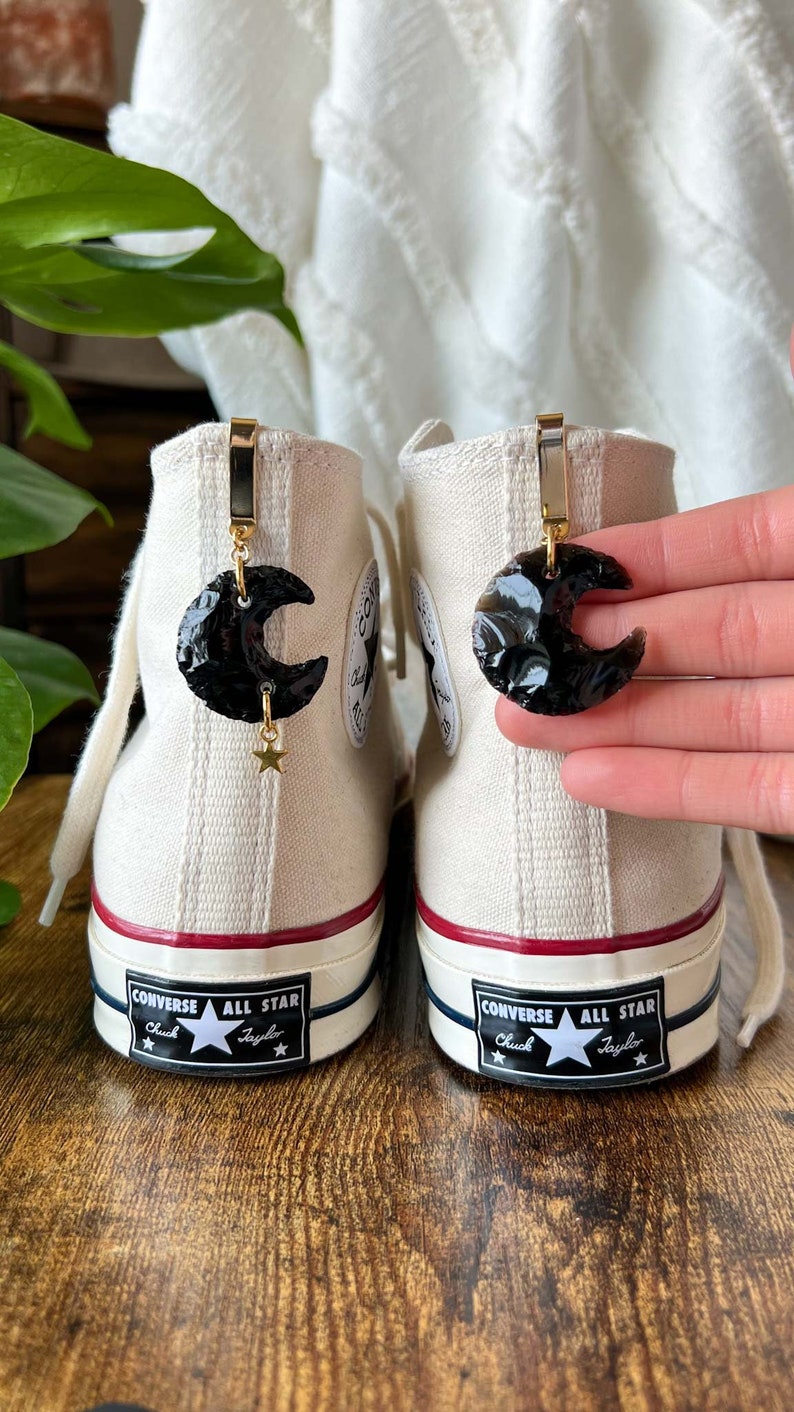 ONE Crescent Crystal Moon Shoe Clip, Shoe Charm, High Top Sneaker and Boot Clip, Crystal Keychain not a pair image 4
