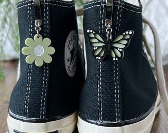 ONE Sage Flower or Butterfly Shoe Clip, Shoe Charm, High Top Sneaker and Boot Clip, Acrylic Shoe Keychain (not a pair)