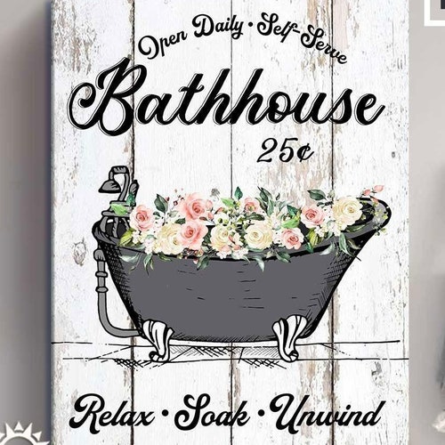 Modern Farmhouse Bathroom Wall Decor Vintage Bathroom Decor - Etsy