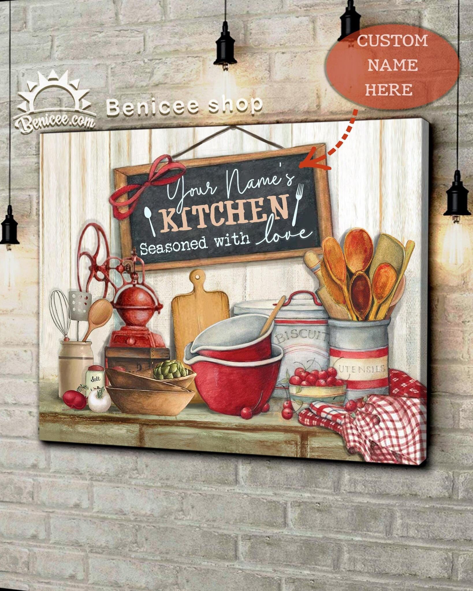 Nombre personalizado Lienzo de cocina Decoración de la pared Etsy