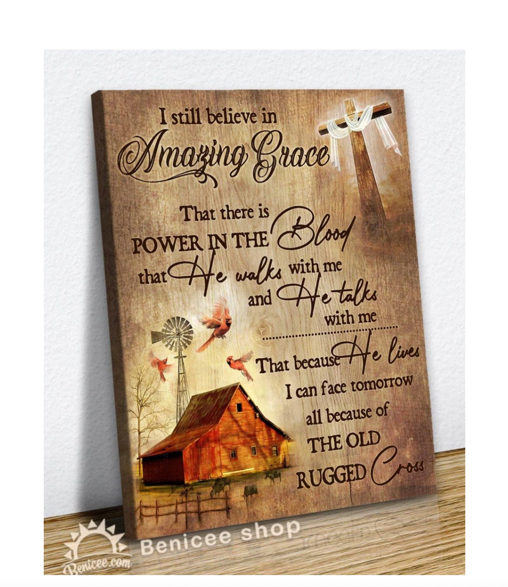 Farmhouse Canvas Wall Art Jesus Faith Rustic Cross Art Etsy