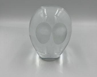 1960s Vintage English Whitefriars Glass Owl Paperweight made in England.