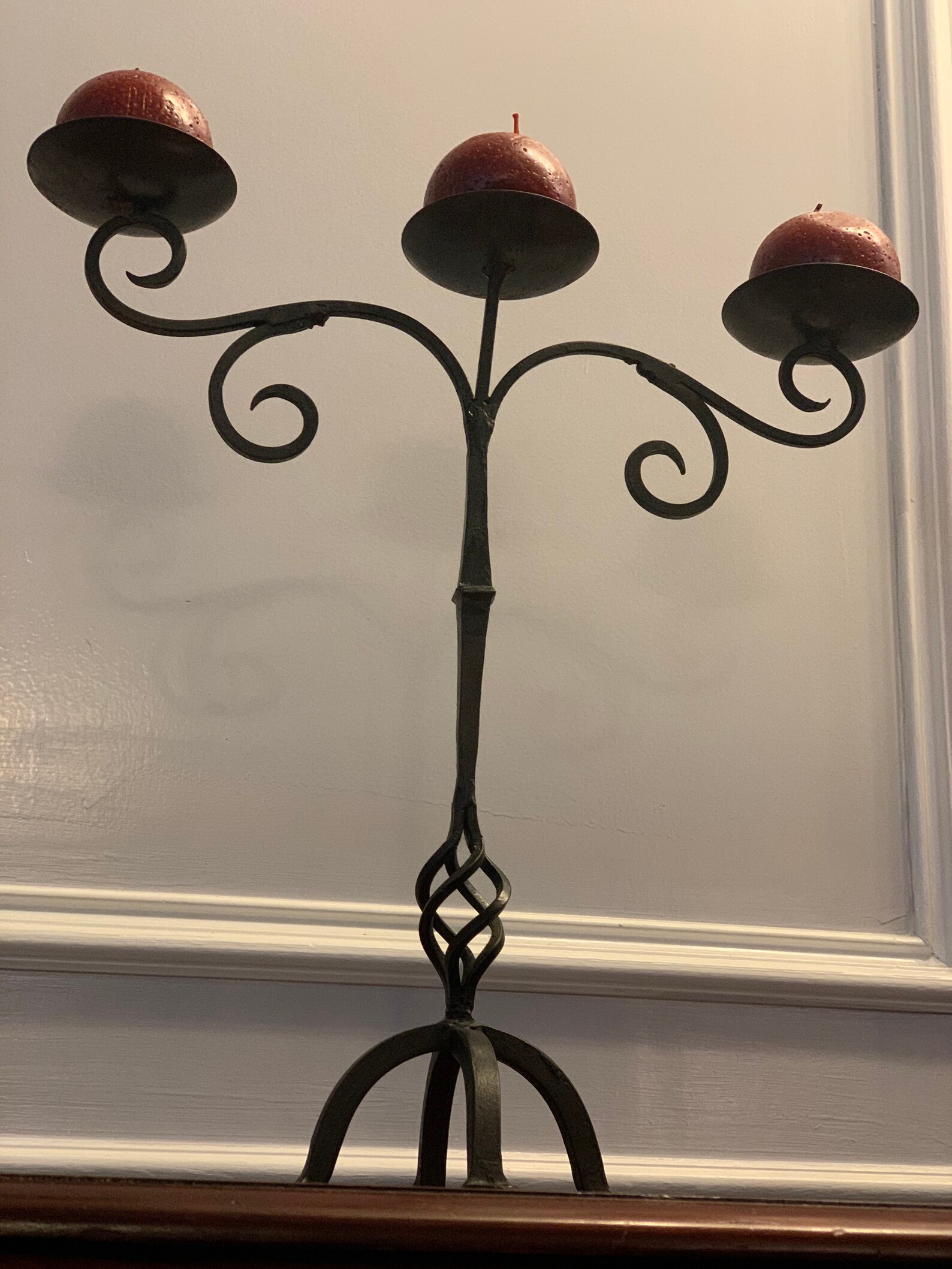 Black wrought iron 3 candle holder candelabrum Etsy