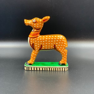 Vintage Hand Carved Hand Painted Wooden Animal Deer Figurine