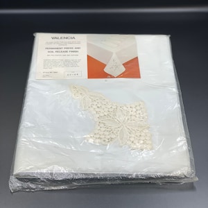 Vintage VALENCIA Tablecloth With The Luxury Of Medallion Embroidered Corners, Made in USA