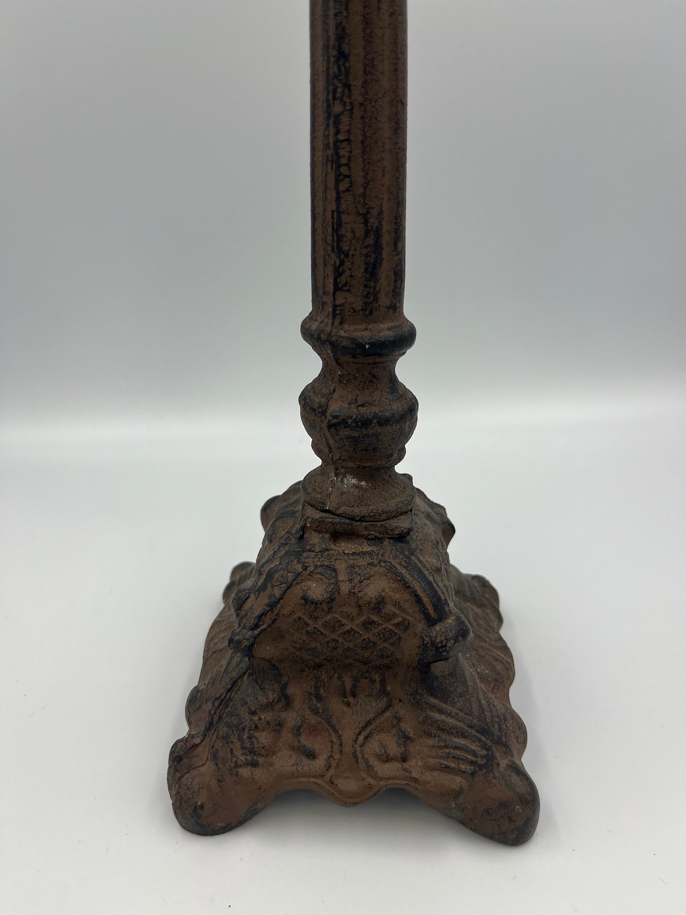 Rustic Cast Iron Pillar Candle Holder, Distress Cast Iron Pillar Candle