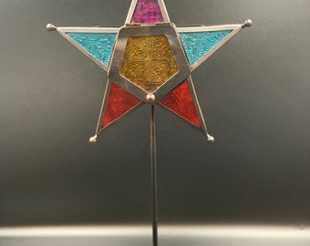 Moroccan style Multicolor Glass Star tea light Lantern