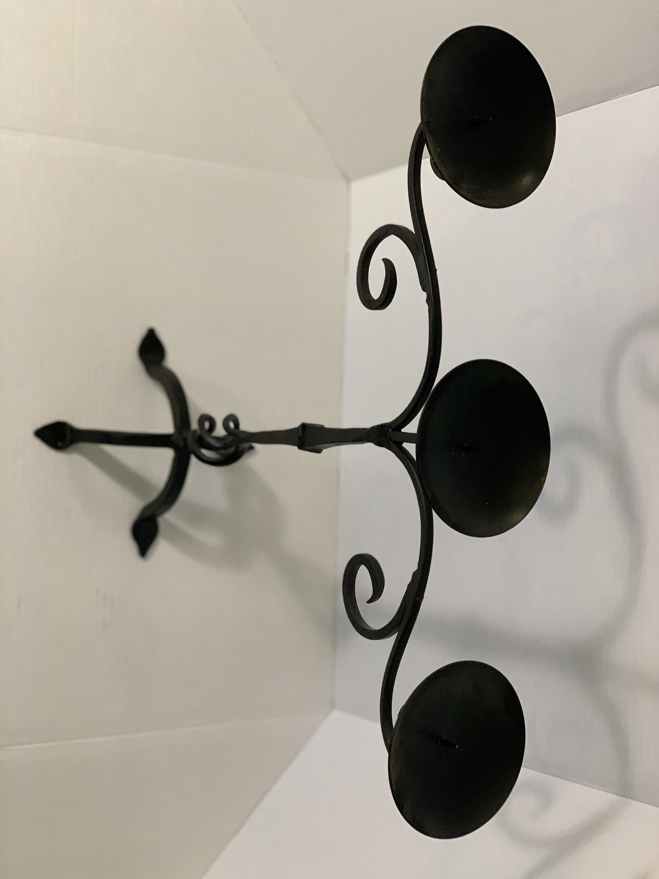 Black wrought iron 3 candle holder candelabrum Etsy