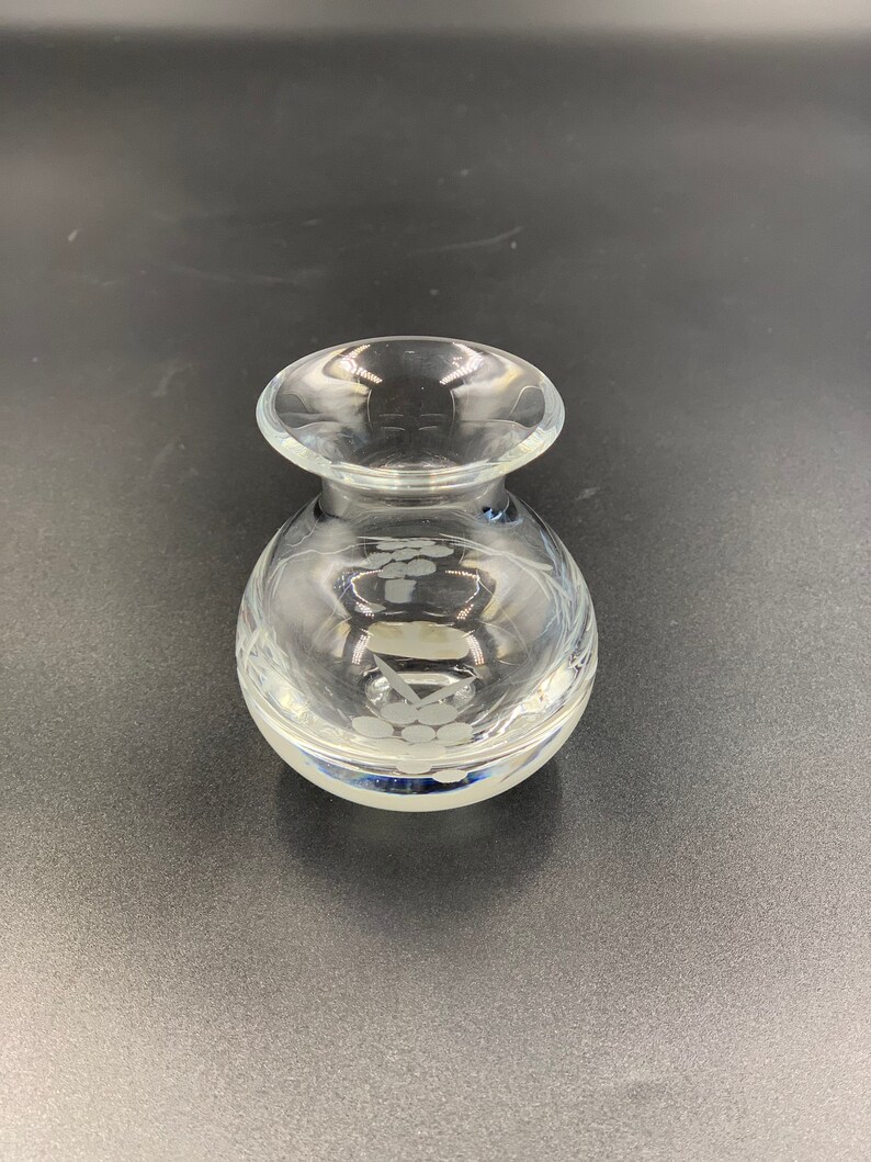 Duiske Irish Handcut Glass Miniature Vase Grapevine Pattern Vintage