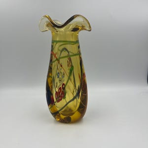 Vintage Modernist Italian Murano Style Millefiori and Murrina hand blown Glass Vase
