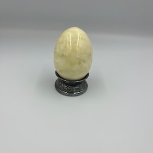 Polished Marble Stone Egg Collectible Stone Egg for Easter and Spring Decor Parchment Yellow Color 3”