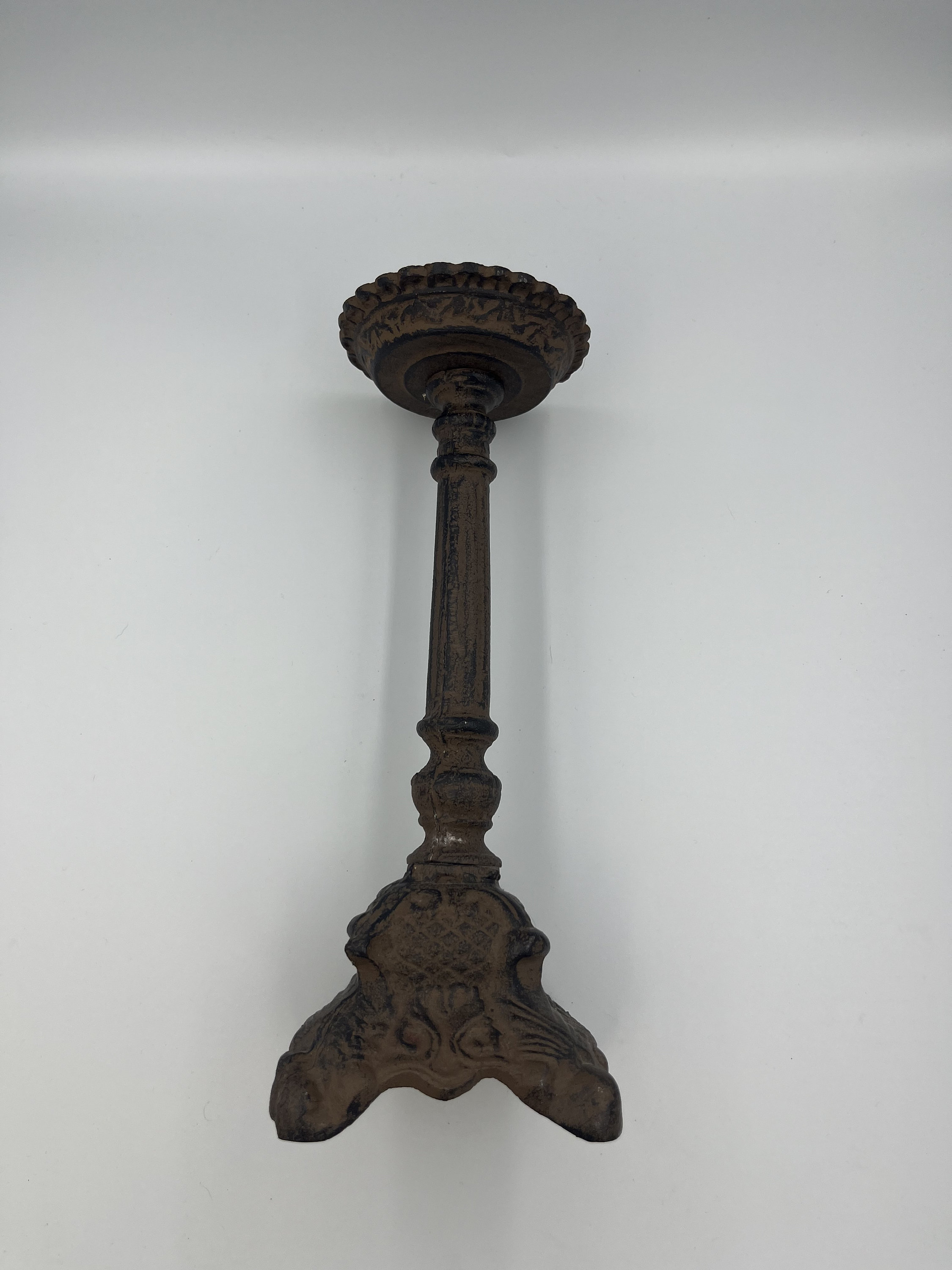 Rustic Cast Iron Pillar Candle Holder, Distress Cast Iron Pillar Candle
