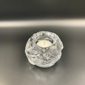 Swedish Snowball Clear Glass Votive Holder by Orrefors Kosta Boda Sweden