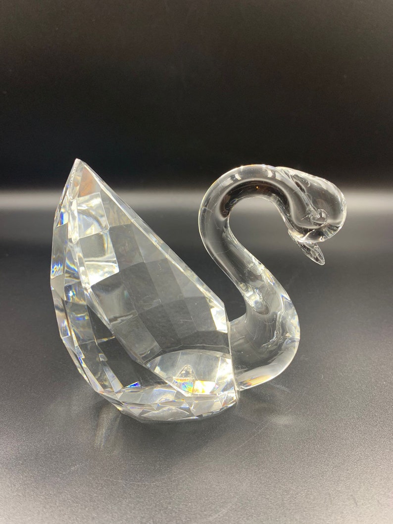 RARE Shannon by Godinger Lead Crystal Swan Sculpture Hand Faceted Etsy