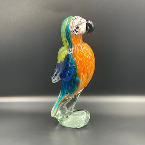 Murano style Hand Blown Art Glass Parrot bird sculpture Figurine