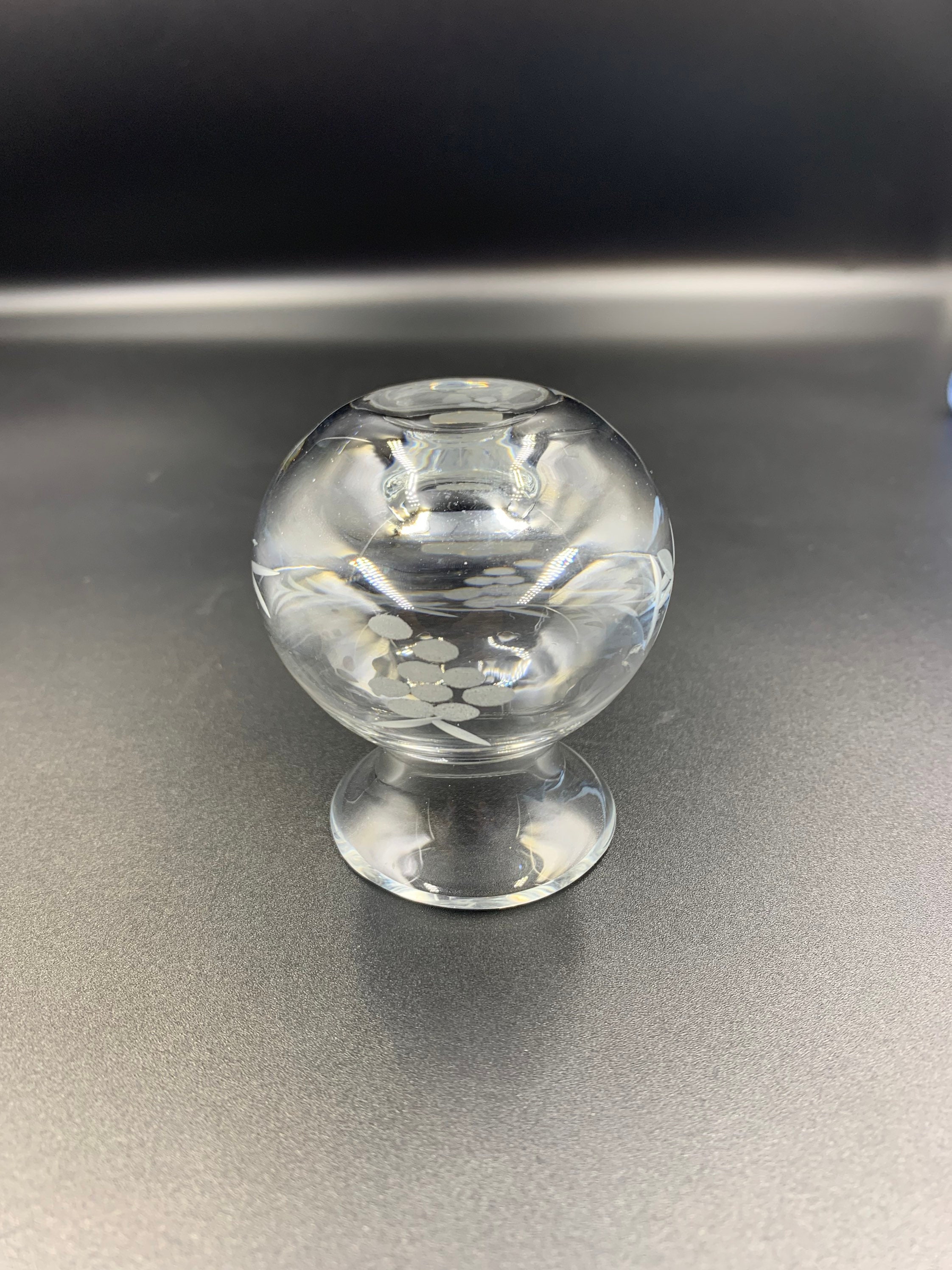 Duiske Irish Handcut Glass Miniature Vase Grapevine Pattern Vintage