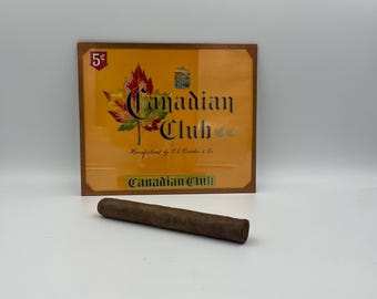 Original Vintage label of Canadian Club cigar box, with copper frame / Ready to hang wall art / Cigar collectors / Collectors of tobacciana.
