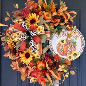 Fall Wreath, Autumn Door Decor, Sunflower Wreath, Floral Fall Wreath, Fall Wreath for front door, Fall Decor, Harvest Wreath, Fall Sunflower