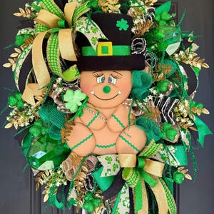 St. Patrick’s Day Wreath, St. Paddy’s Day Decor, Leprechaun St. Patrick’s Day Wreath, Wreath for St. Patrick&#39;s Day, St. Patrick&#39;s Leprechaun