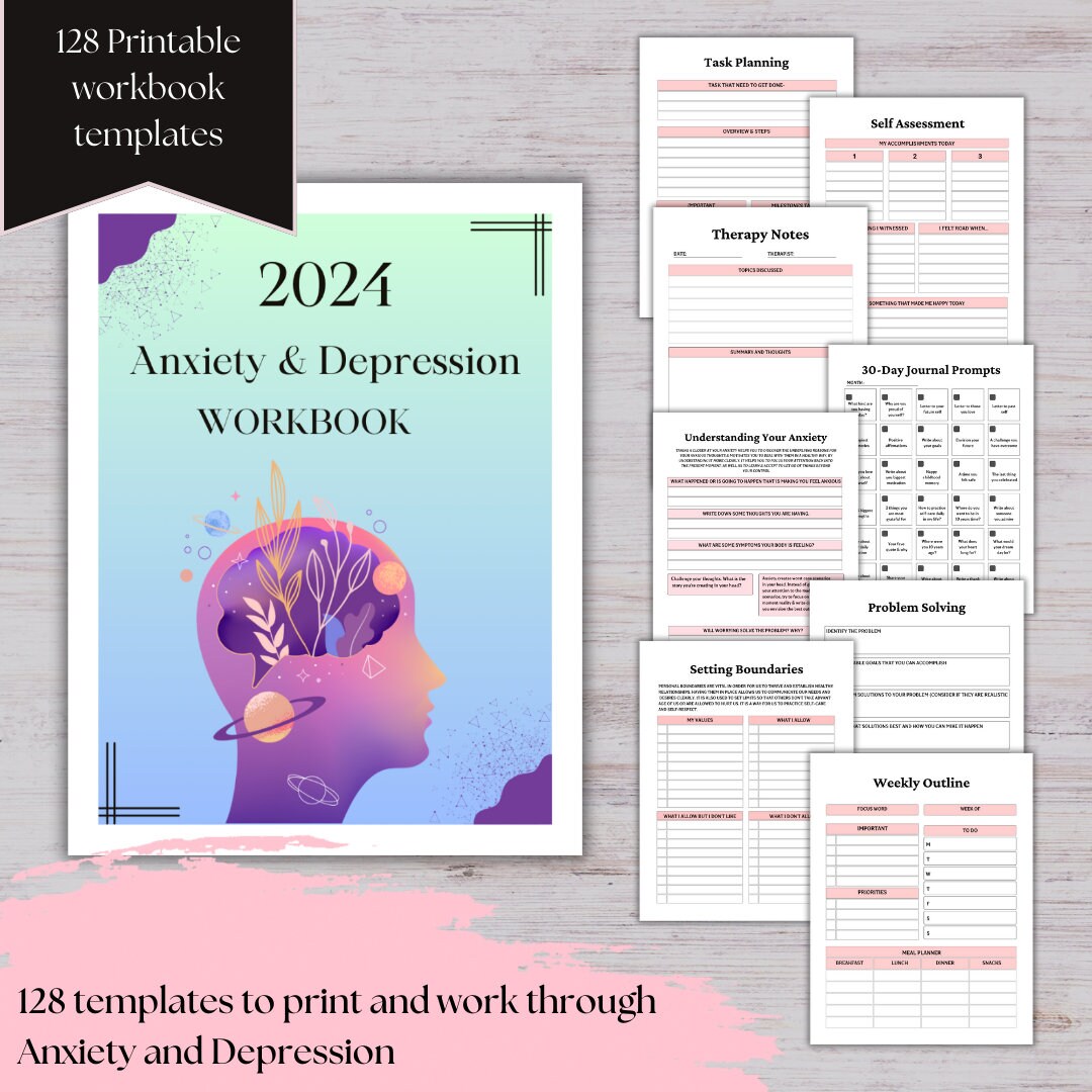 2024 Anxiety &amp; Depression Workbook Ultimate Mental Health Planner - Etsy