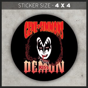 KISS~ Gene Simmons Demon- 4” x 4” Waterproof vinyl, high quality!
